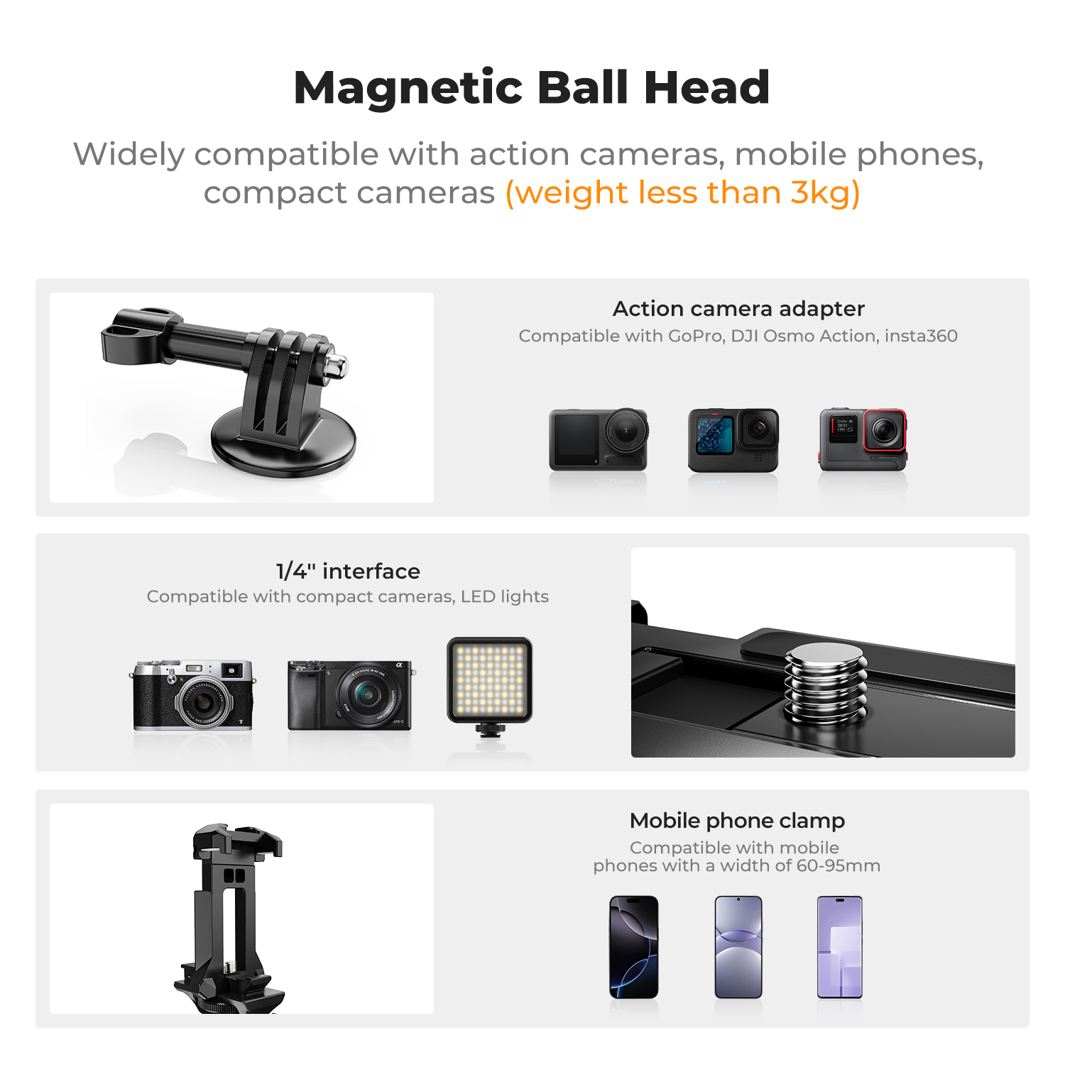 K&F CONCEPT Magnetic Camera Mo - đánh giá và giá Gopro Action Camera Hero 12 Black