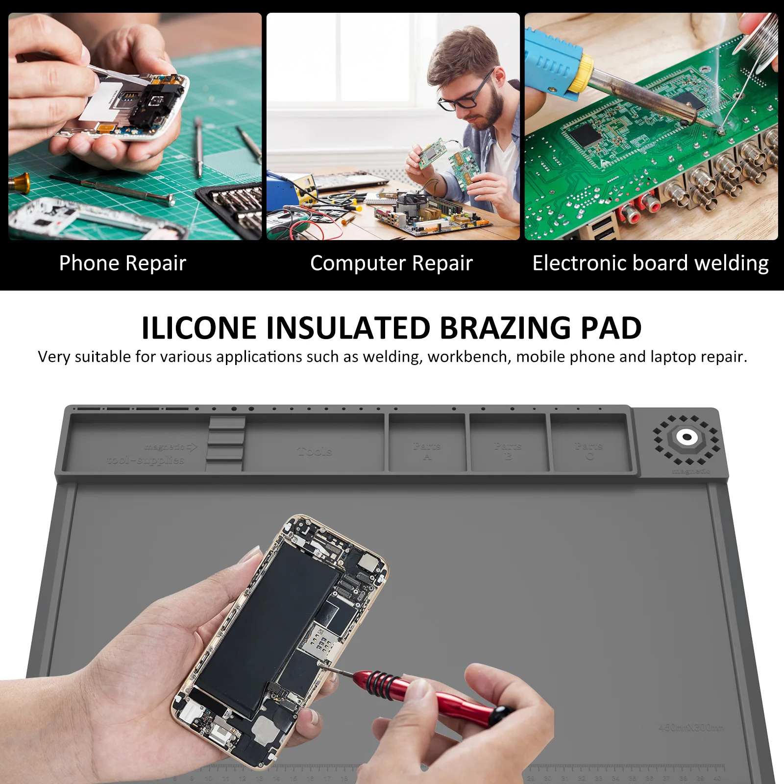 Soldering Station Mat Silicone - đánh giá và giá Electronics Repair Workstation