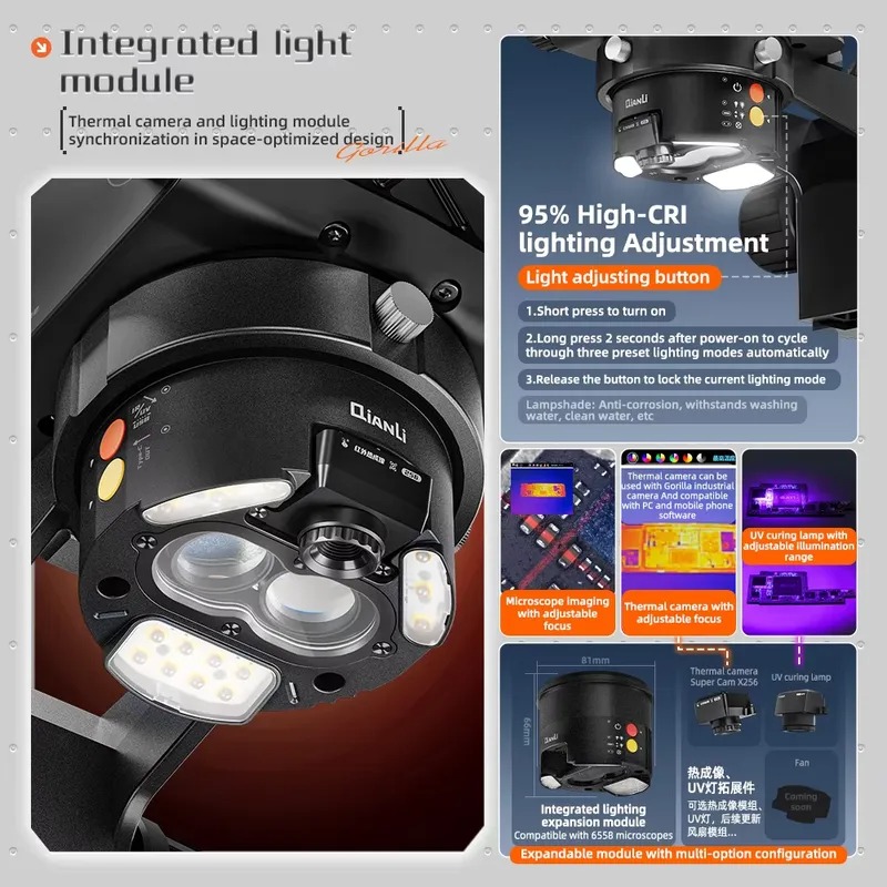 Qianli 6558 Gorilla Trinocular - đánh giá và giá Electronics Repair Microscope